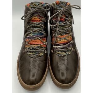 JOSEPH SEIBEL Olive Green Leather Zip Lace Ankle Boot Lined Size 42 (US 10.5-11)